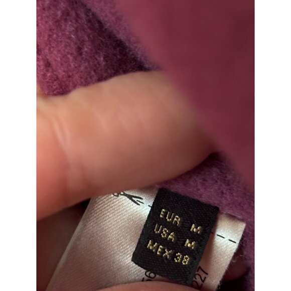 Massimo Dutti Womens Burgundy Wool Blend Long Coat Open Front Size M Side Pocket - Picture 5 of 11